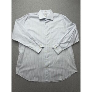 Peter Millar Dress Shirt Mens 18 36/37 Blue Stripe Nanoluxe Easycare Long Sleeve